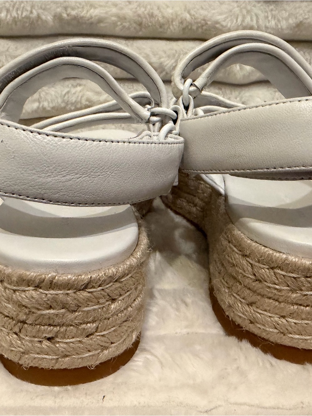 Tory Burch Cream and White Espadrille Platform Sandals - Picture 4 of 8